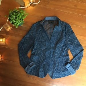 Akris cotton mesh blazer 2 snap closure size 6